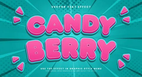 Candy Berry 3d editable text effect Template Illustrazione stock