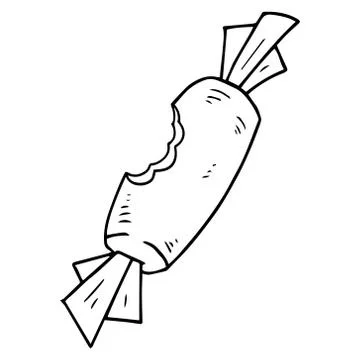 Candy bitten icon. Vector illustration of candy cane. Hand drawn candy. Stock Illustration