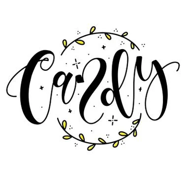 Candy black lettering with doodle element isolated on white background Stock Illustration
