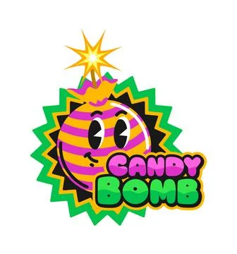 Candy bomb and grenade vintage Y2K sticker Stock Illustration