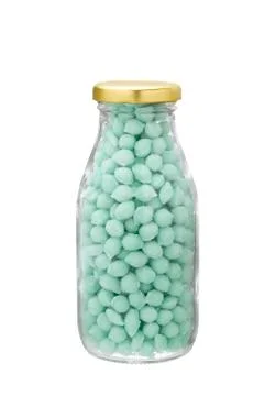 Candy in a bottle isolated on white background Stock Photos