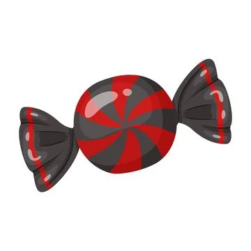 Candy in bright red and black wrapping. flat vector style. Stock Illustration