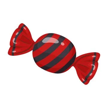 Candy in bright red and black wrapping. flat vector style. Stock Illustration