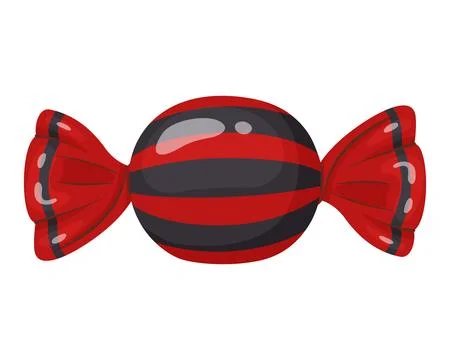 Candy in bright red and black wrapping. flat vector style. Stock Illustration