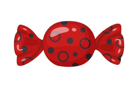 Candy in bright red and black wrapping. flat vector style. イラスト素材