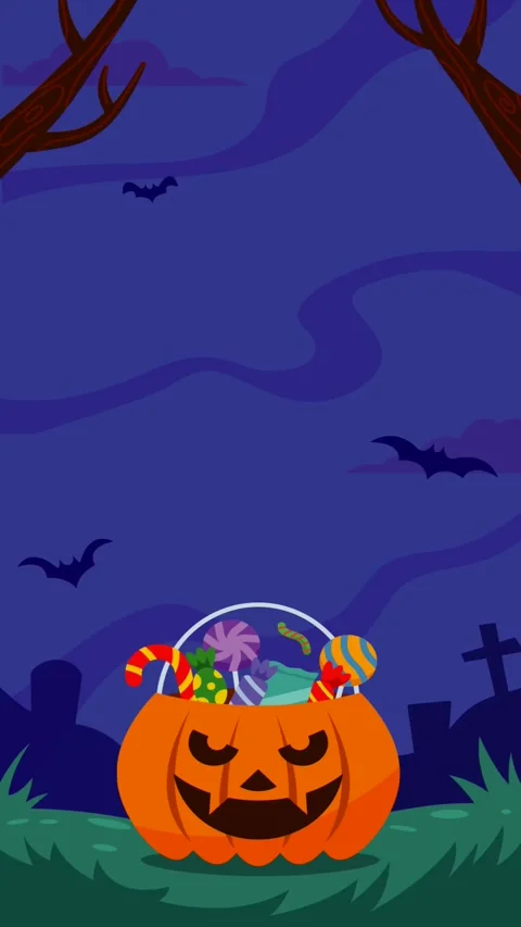 Candy Bucket On Halloween Night Stock Footage 267777106