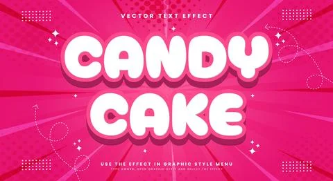 Candy Cake 3d editable text effect Template Illustrazione stock