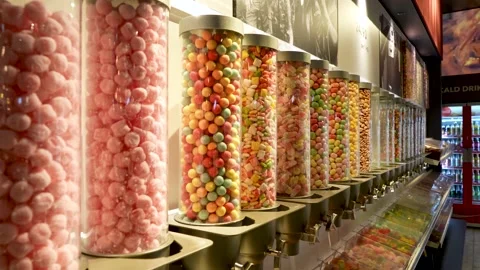 Candy in a candystore at the cinema Stock Footage 235697810