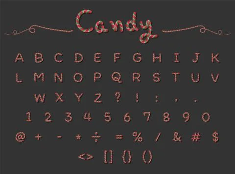 Candy Cane alphabet Stock Illustration