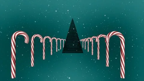 Candy cane and Christmas tree tree green background Illustrazione stock