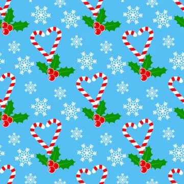 Candy cane and mistletoe Stock Illustration