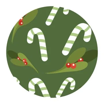 Candy cane and mistletoe, romantic pattern for Christmas time vector イラスト素材
