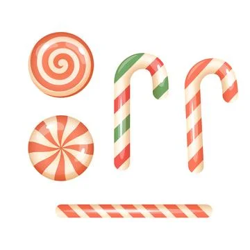 Candy cane and peppermint border frames for Christmas design projects Stock Illustration