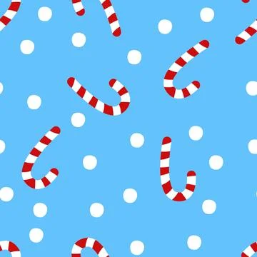 Candy Cane and Polka Dot Christmas Pattern Stock Illustration