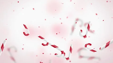 Candy Cane Animated Background Sweet Holiday Motion Graphics Festive Bokeh Stock Footage 345938055