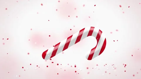Candy Cane Animation with Festive Bokeh Effects Sweet Treats Holiday Background Stock Footage 345938104