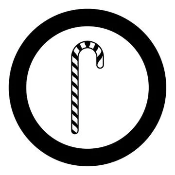 Candy cane black icon in circle vector illustration isolated Stock Illustration