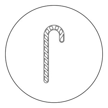 Candy cane black icon in circle vector illustration isolated Stock Illustration
