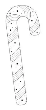 Candy cane black line Stock Illustration