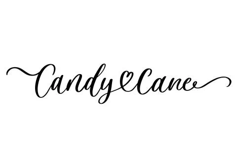 Candy Cane Calligraphy Script for Holiday Design. Elegant Cursive Typograph.. Stock Illustration