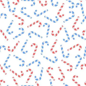Candy cane. Chaotically scattered sweets. Seamless vector pattern. Stock Illustration