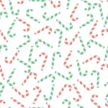 Candy cane. Chaotically scattered sweets. Endless vector pattern. Stock Illustration