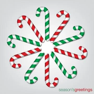 Candy cane Christmas card in vector format. Stock Illustration