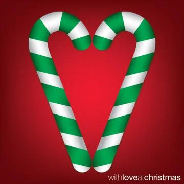 Candy cane Christmas card in vector format. Stock Illustration