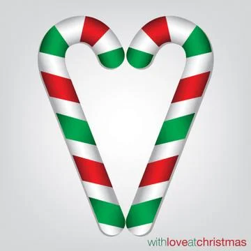 Candy cane Christmas card in vector format. Stock Illustration