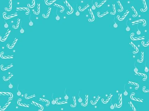 Candy cane Christmas decoration border green background Stock Illustration