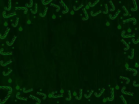 Candy cane Christmas decoration border green background Stock Illustration