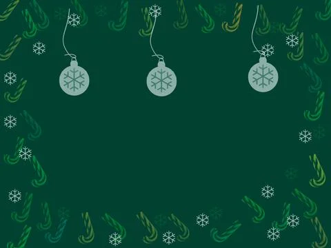Candy cane Christmas decoration border green background Stock Illustration
