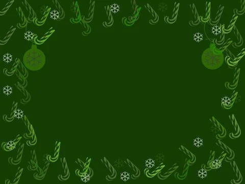 Candy cane Christmas decoration border green background Stock Illustration
