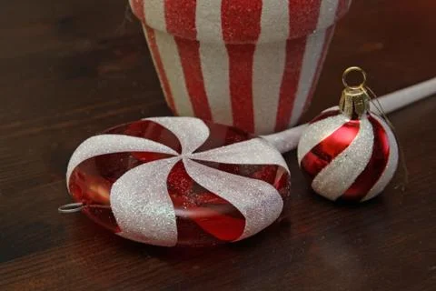 Candy cane christmas decorations Stock Photos