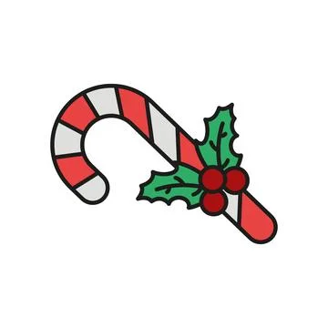 Candy cane christmas icon vector basic design simple and modern Stock Illustration