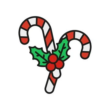 Candy cane christmas icon vector basic design simple and modern Stock Illustration