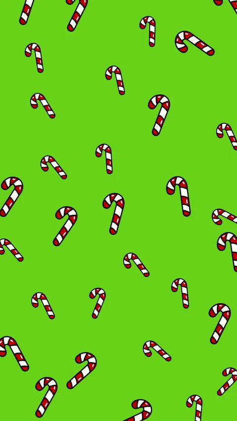 Candy Cane Christmas Pattern on Green Background. Stock Footage 325011042