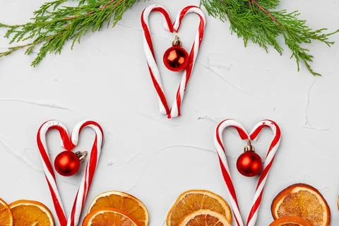 Candy cane Christmas pattern on white background Foto stock