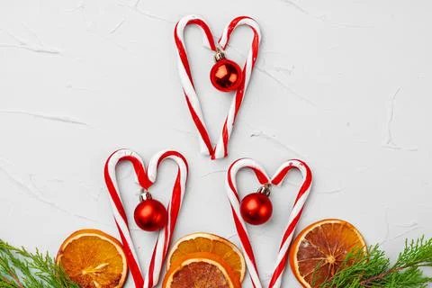 Candy cane Christmas pattern on white background Stock Photos