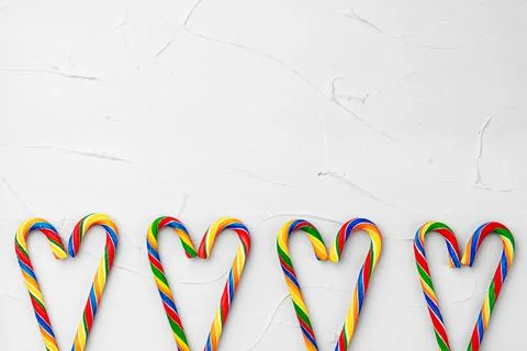 Candy cane Christmas pattern on white background Foto stock