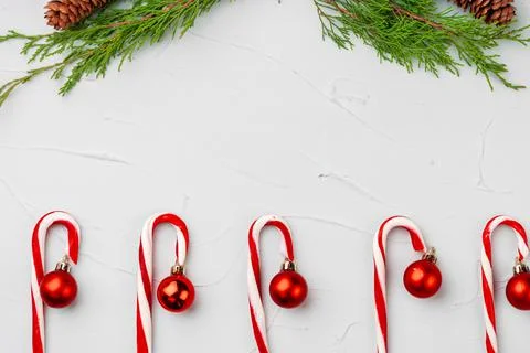Candy cane Christmas pattern on white background Foto stock