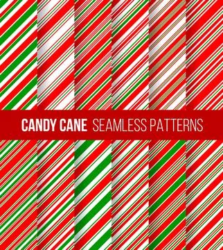 Candy cane Christmas patterns, Xmas backgrounds Illustrazione stock