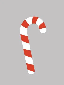 Candy cane. Christmas sweet. Flat, cartoon, vector Illustrazione stock