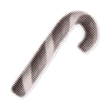 Candy cane - Christmas torn out paper sticker in naive halftone collage style Illustrazione stock