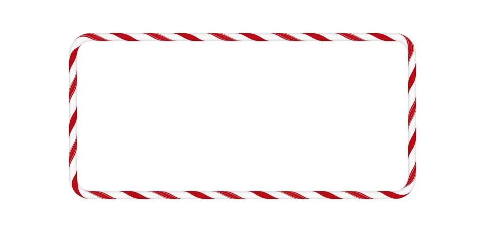 Candy cane Christmas vector decoration, rectangle frame from red white twisted Stockillustratie