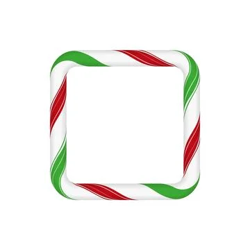 Candy cane Christmas vector decoration, square frame from red, white and green Stockillustratie