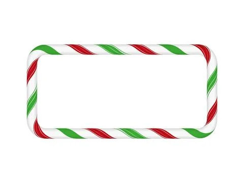 Candy cane Christmas vector decoration, rectangle frame from red, white and 스톡 일러스트