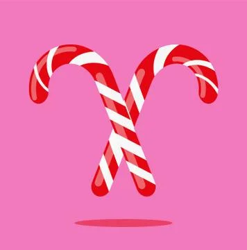 Candy cane christmas vector illustration design on a pink background Stock Illustration