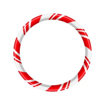 Candy cane circle frame for christmas design isolated on white background Stock Illustration