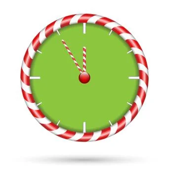 Candy cane clock  isolated on white Illustrazione stock